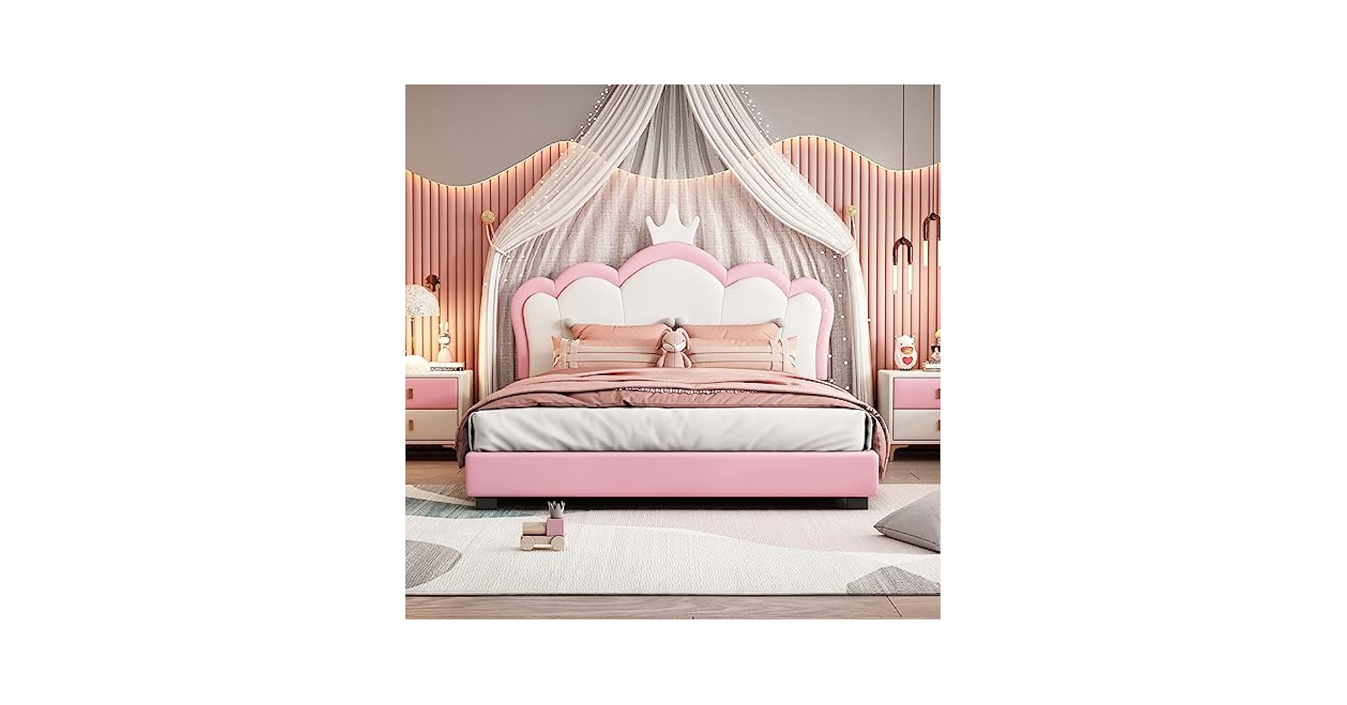 pinklll様へ② Amazon.com: ZLBYCNX Pink Girls Twin Bed Frame with